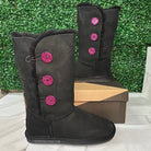 Black/Fuchsia Tall Embellished Genuine Ugg Boots - 3 Buttons * - It's Crystalicious®