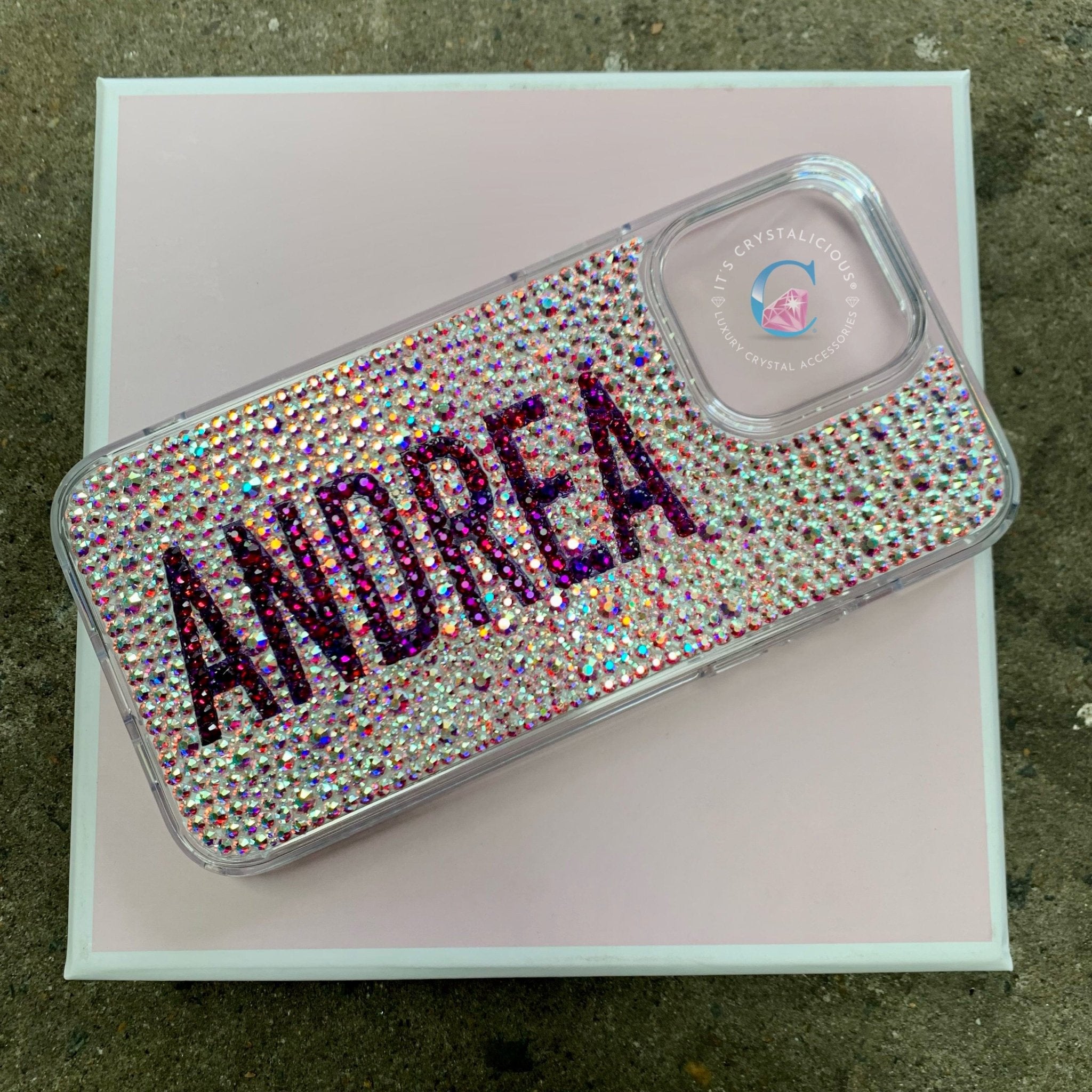 Crystal Block Name Phone Cover - Crystal AB/Volcano* - It's Crystalicious®