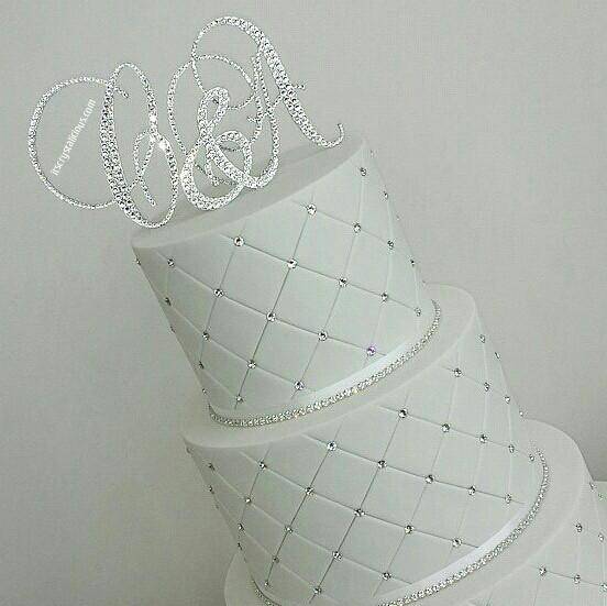 Set of 3 - Crystal embellished Monogram Cake Toppers - Brock Font* - It's Crystalicious®