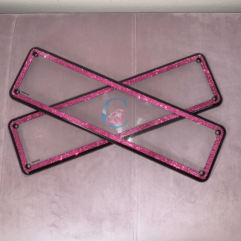 Set of 2 - Crystalicious® 3 Row Number Plate Frame/Rose *