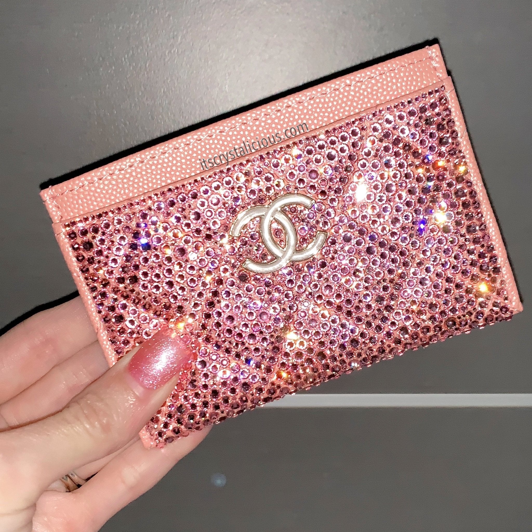 Chanel iridescent pink top card holder