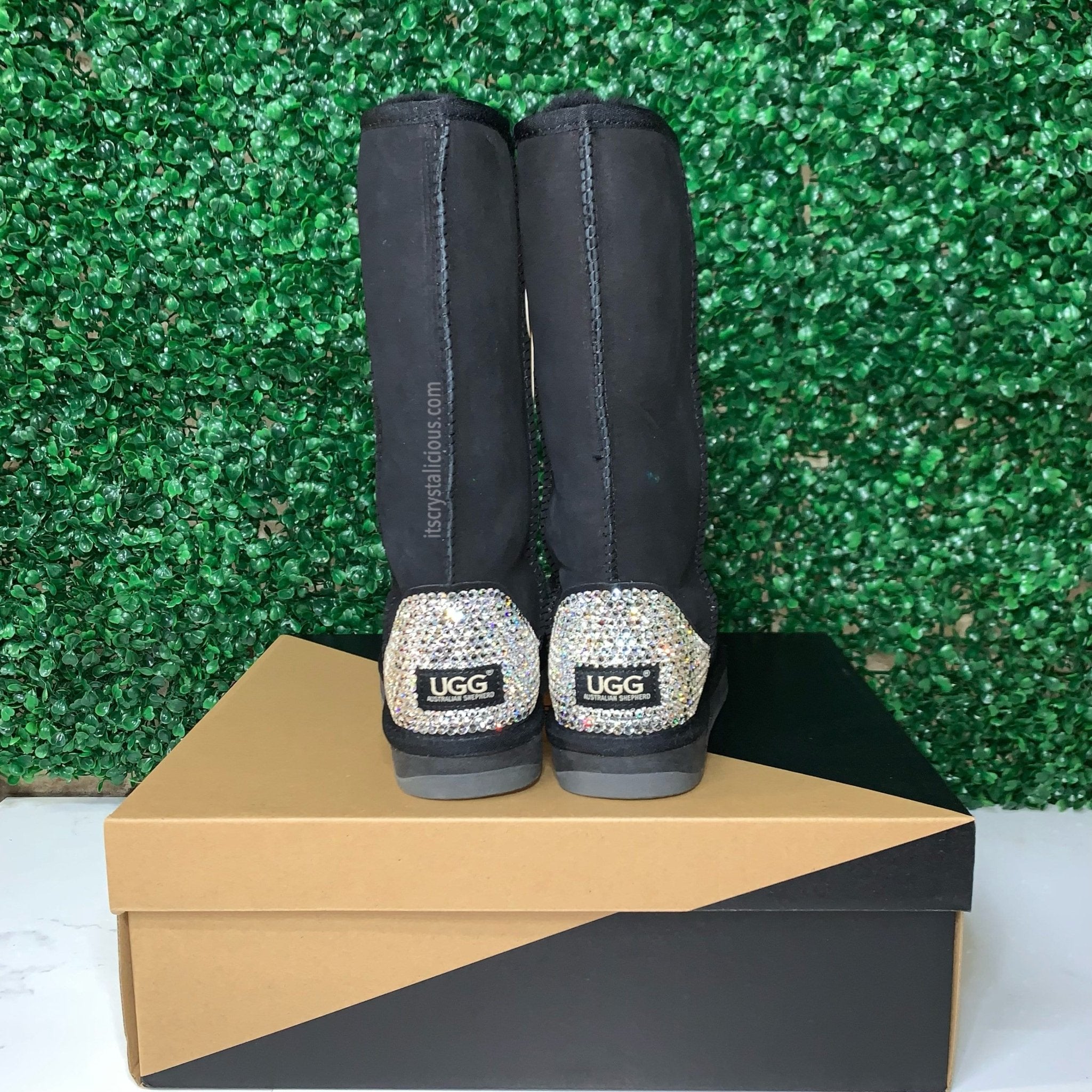 Embellished Tall Genuine Ugg Boots - Black/Crystal* - It's Crystalicious®