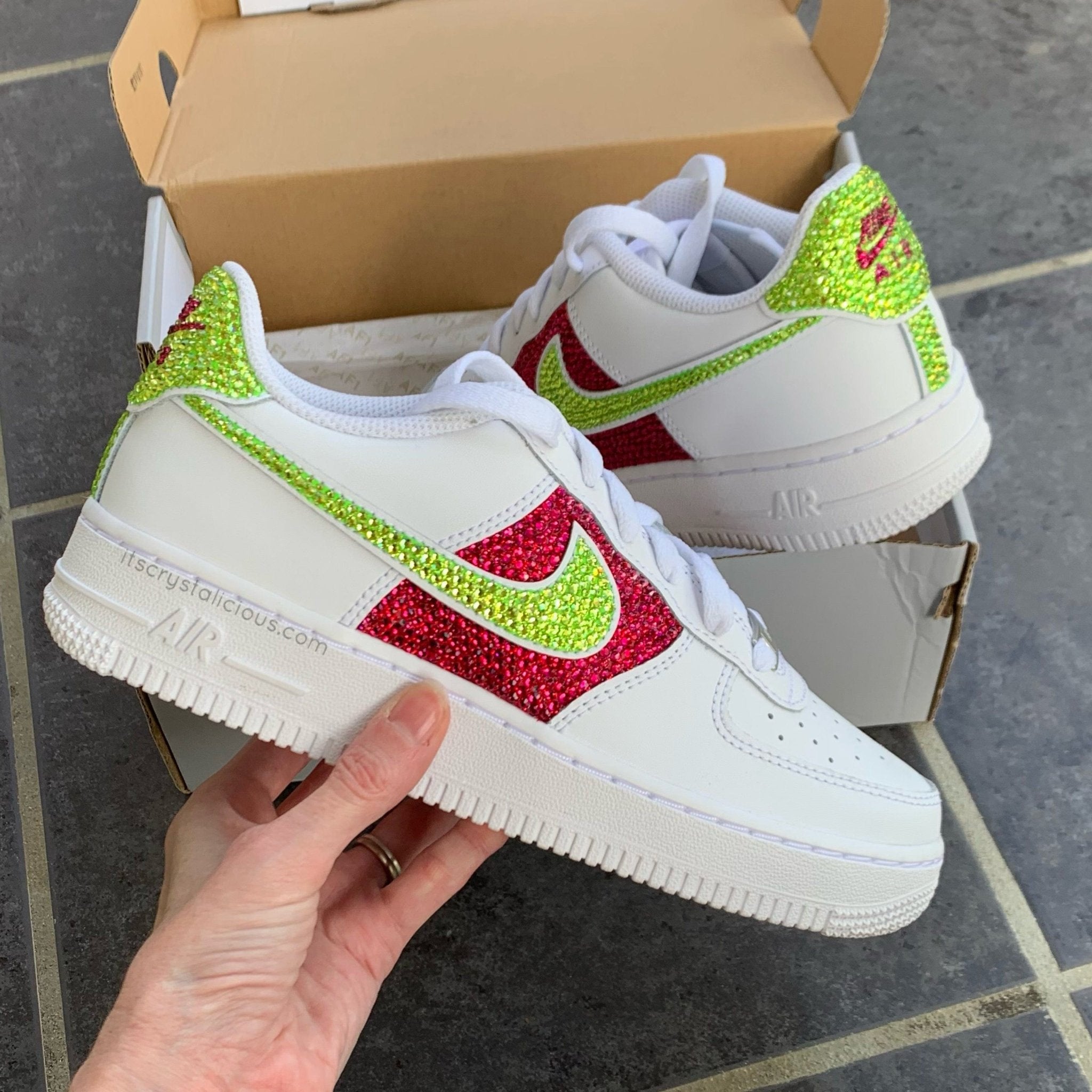 Nike Air Force 1 - Lime/Ruby (Max Crystal Bling)* - It's Crystalicious®