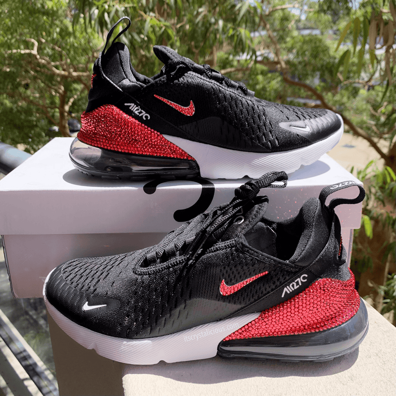 Custom crystal embellished Nike Air Max 270 sneakers Black White
