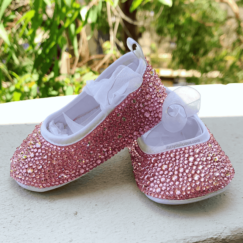 Baby Christening Flowergirl Pre-walker Pram Shoes - Lt Rose* - It's Crystalicious®