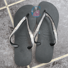 Black Thick Strap Havaianas with Crystal Clear - 3 Rows * - It's Crystalicious®