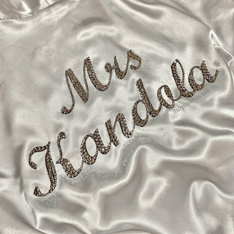 Mrs Surname satin robe - Script MT Bold * - It's Crystalicious®