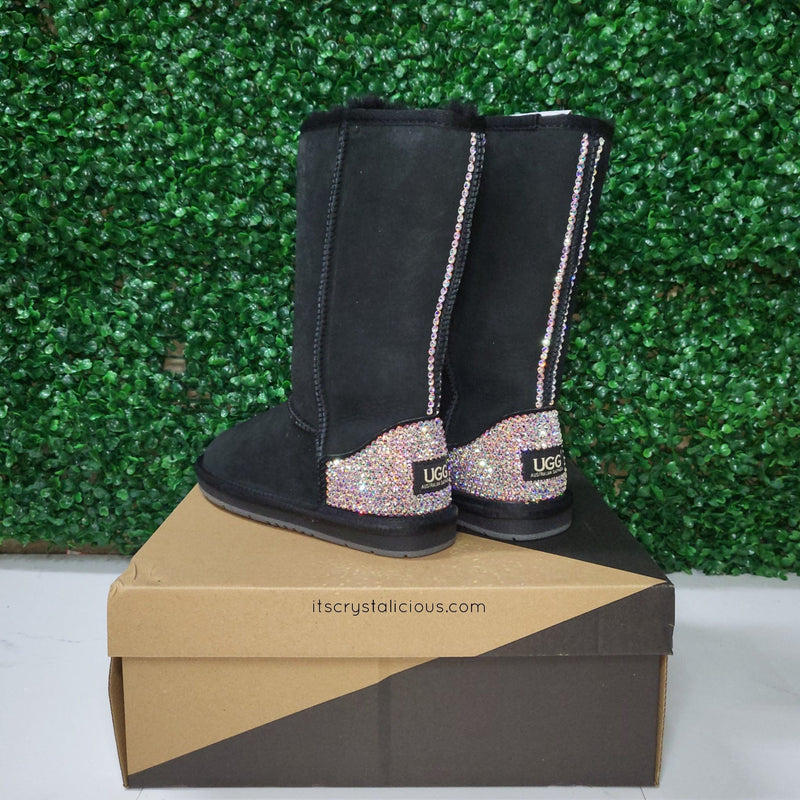 Embellished Genuine Ugg Boots - Black/Crystal AB *