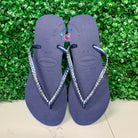 Navy Thin Strap Havaiana/Crystal Clear - 1 Row * - It's Crystalicious®