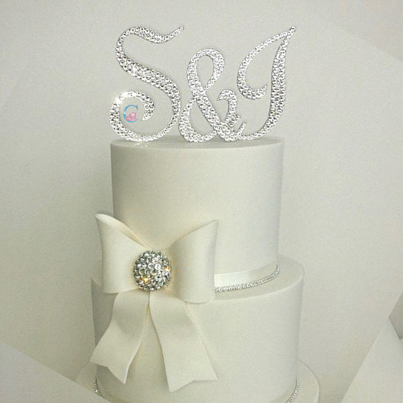 Set of 3 - Crystal embellished Monogram Initials Cake Topper - Typo Upright BT* - It's Crystalicious®