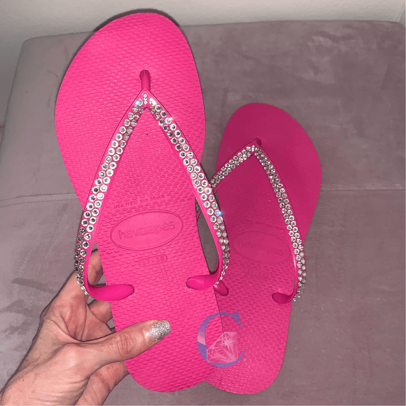 Thin Strap Havaianas Crystal embellished Flip Flops - 2 Rows. * - It's Crystalicious®