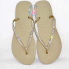 Gold Thin Strap Havaianas with Crystal Clear - 1 Row * - It's Crystalicious®