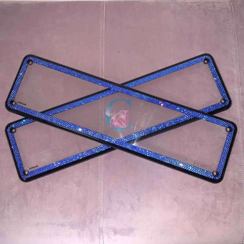 Set of 2 - Crystalicious® 3 Row Number Plate Frame/Sapphire *