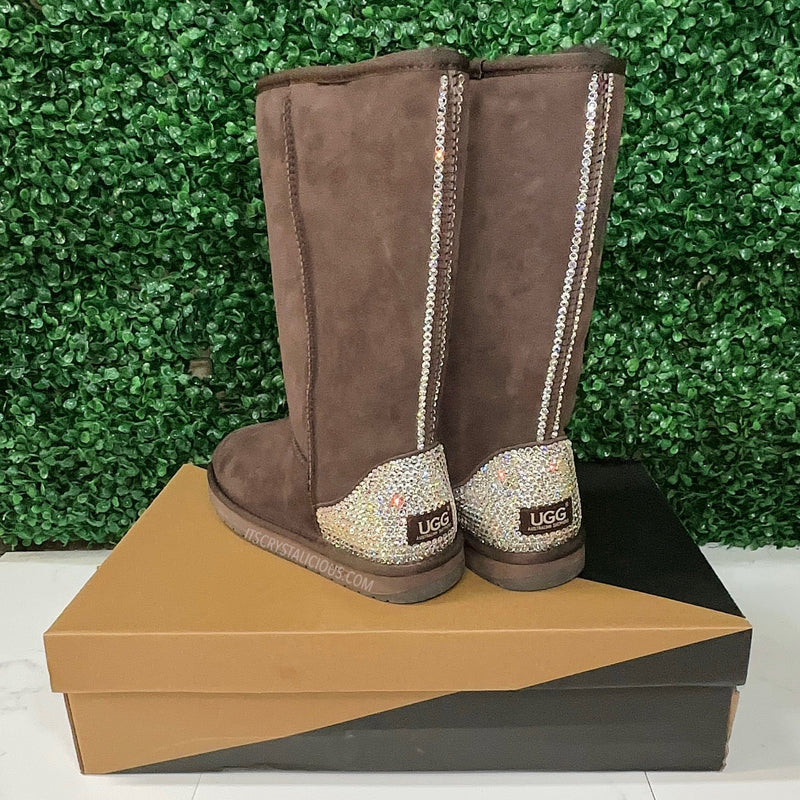 Genuine Crystal Ugg Boots - Chocolate/Crystal*