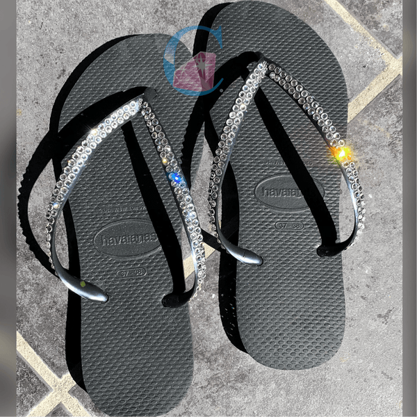 Black Thin Strap Havaianas Crystal 2 Rows It s Crystalicious