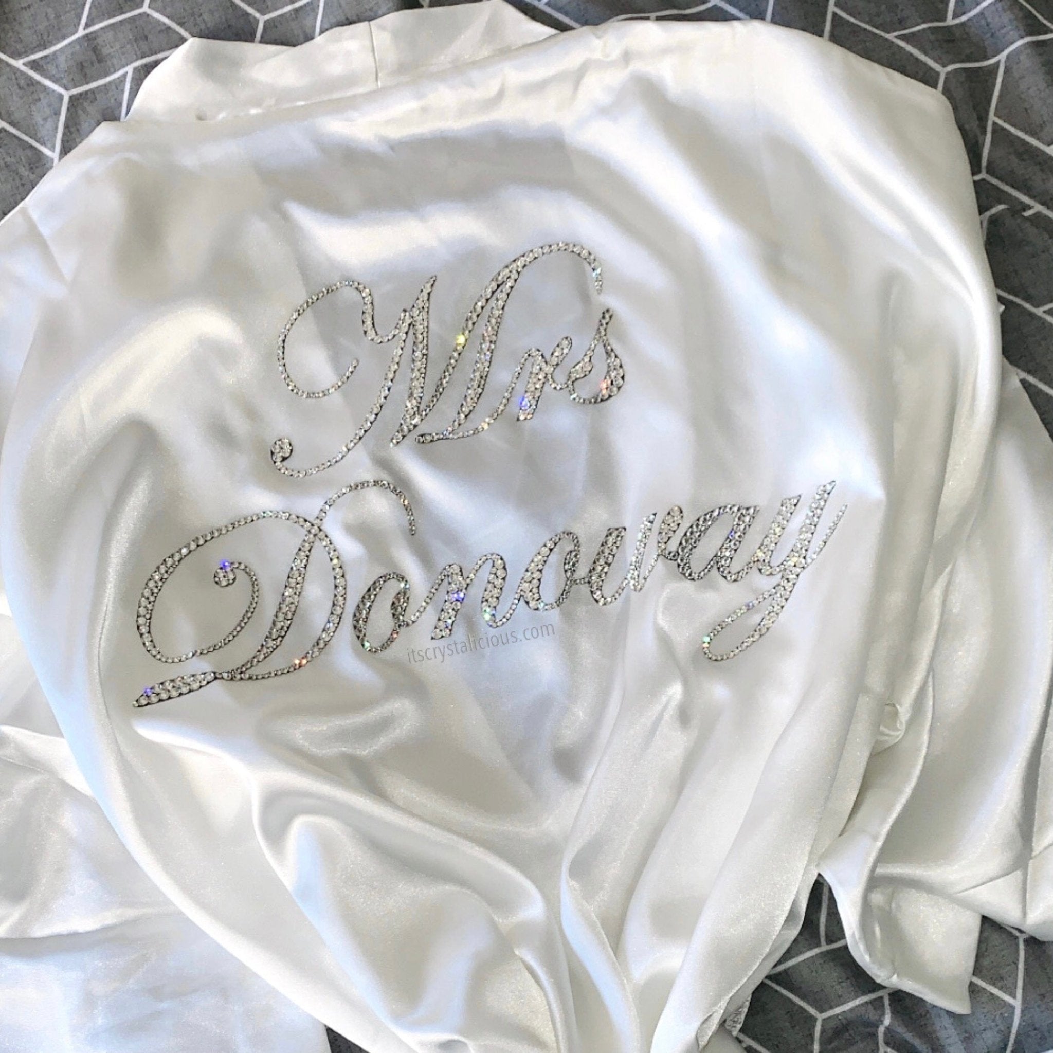 Personalised Crystal Satin Robe - Mrs * - It's Crystalicious®