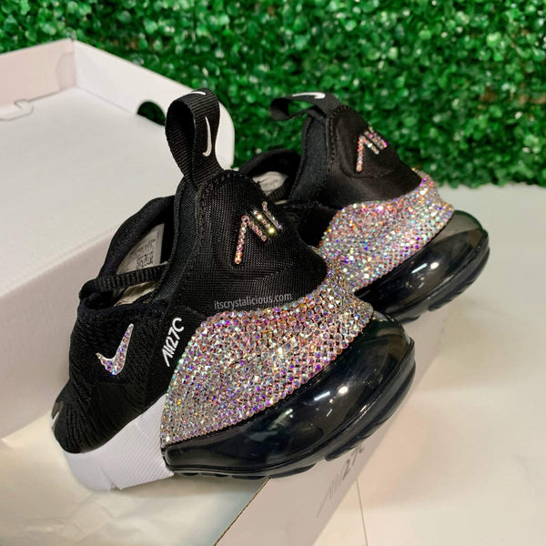 Crystal embellished Nike Air Max 270 Black White Ticks Heel It s Crystalicious