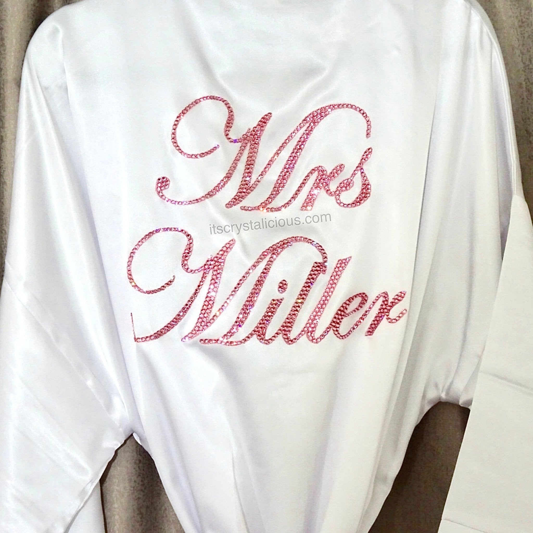 Personalised Crystal Satin Robe - Mrs * - It's Crystalicious®