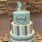 4" Curved Cross Cake Topper - Double Outline Teal/Grey* - It's Crystalicious®