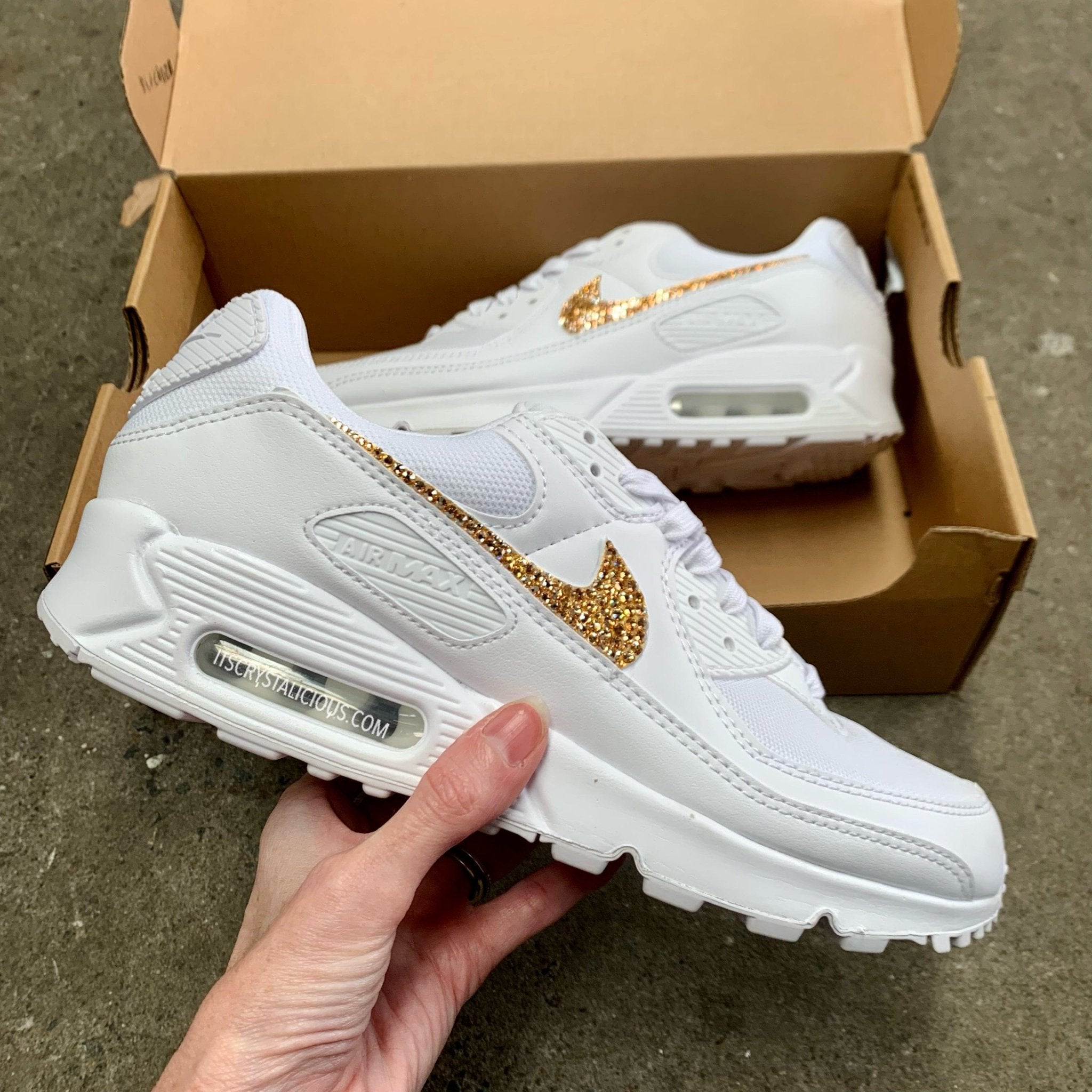 Nike Air Max 90 - White/Golden Honey* - It's Crystalicious®