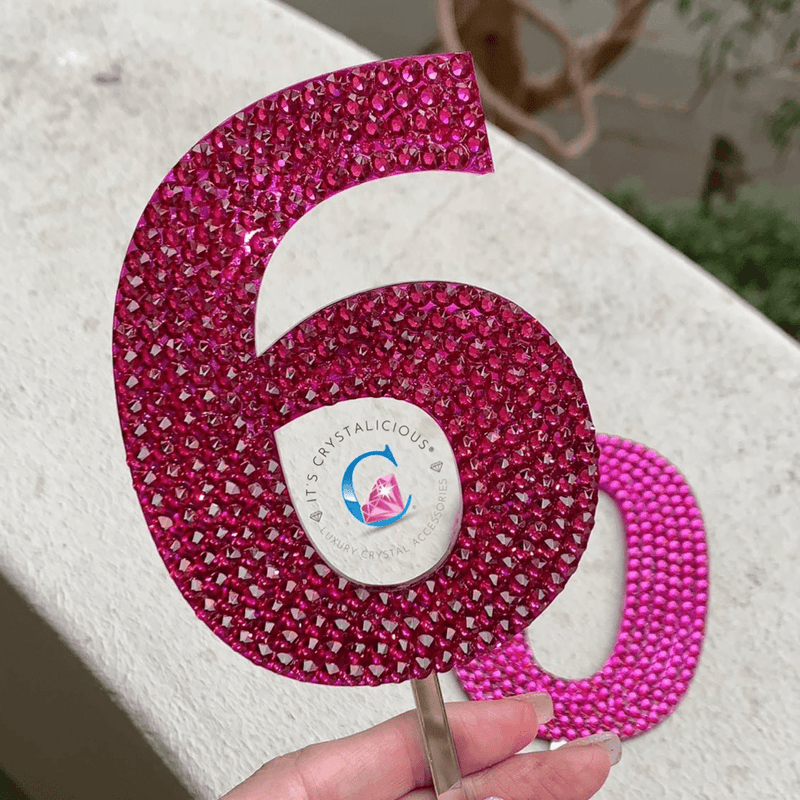 Crystal Number Cake Topper - Fuchsia*