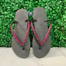 Black Thin Strap Havaianas/Fuchsia - 2 Rows * - It's Crystalicious®